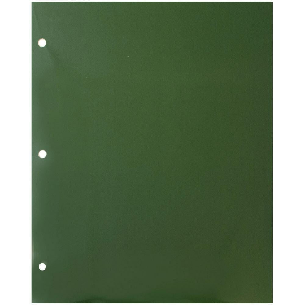 JAM Paper Laminated Two Pocket Glossy 3 Hole Punch School Folders, Green, 3/Pack