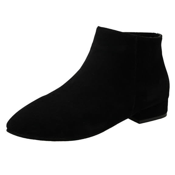 NOKIO Chic Women'S Short Booties Women'S Trendy Suede Ankle Booties Fashion Thick Bottom Heel Women's Boots Breathable Fashion Round Head Heel Women's Shoes Women'S Sophisticated Suede Ankle Booties
