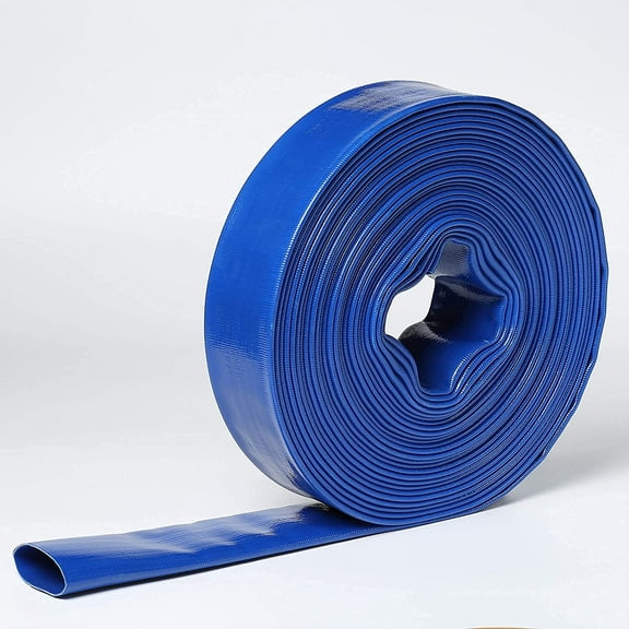 1" In Dia x 100 ft Heavy Duty Flat Lay Discharge and Backwash PVC Hose 4 Bar For Swimming Pool Sump Water Transfer Pump Agricultural Grade Construction