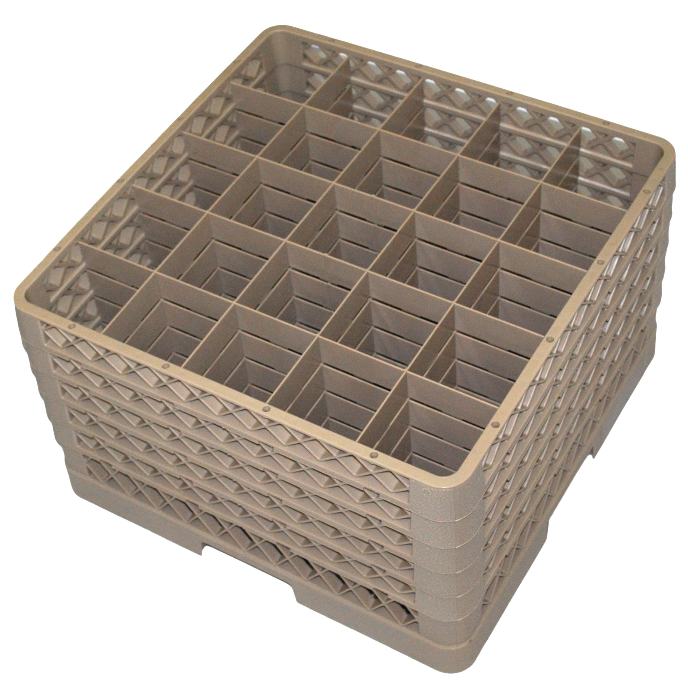 Traex TR6BBBBB Beige 25 Compartment Glass Rack with 5 Extenders