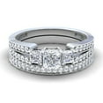 thumbnail image 3 of 1.00 Carat (ctw) 14k Gold Princess Cut 3 Stone Diamond Ladies Engagement Bridal Ring Set Matching Band 1 CT, 3 of 4