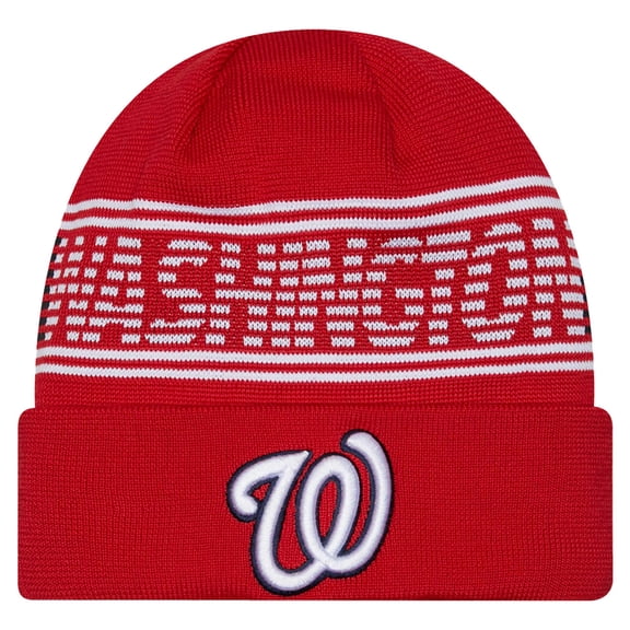 Men's New Era  Red Washington Nationals Authentic Collection Cuffed Knit Hat