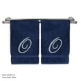 thumbnail image 2 of Monogrammed Hand Towel, Personalized Gift, 16 x 30 Inches - Set of 2 - Silver Embroidered Towel - Extra Absorbent 100% Turkish Cotton- Soft Terry Finish - For Bathroom, Kitchen and Spa- Script O Navy, 2 of 2