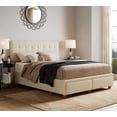 thumbnail image 3 of ClickDecor Edmond Storage Bed wAdjustable Height Headboard Queen Size Beige, 3 of 12