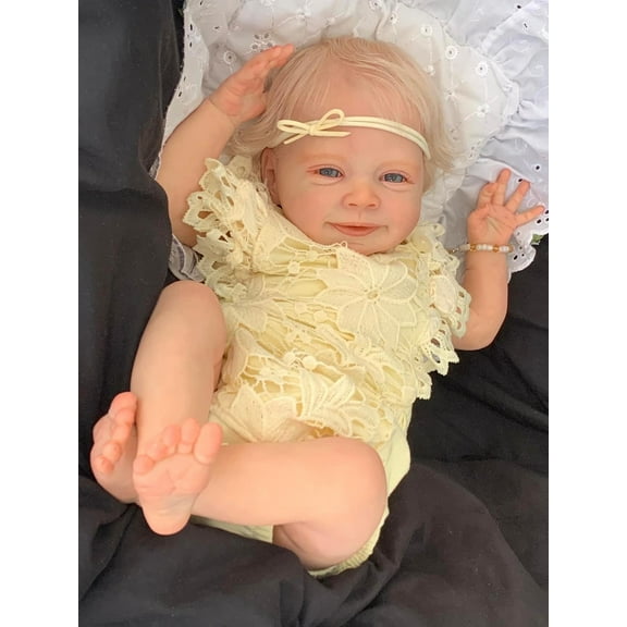 Realistic Reborn Baby Dolls, 18 inch Real Baby Feeling Realistic-Newborn Dolls Adorable Smiling Real Life Baby Dolls with Gift Box for Kids Age 3