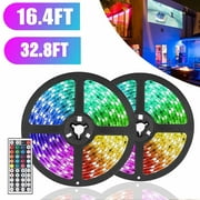 RGB LED Strip Lights, 16.4ft/32.8ft LED Light Strip SMD 5050 LED Light Strip, Flexible Color Changing LED Strip Lights w/ Remote Controller for Home, Bedroom, Kitchen, Party