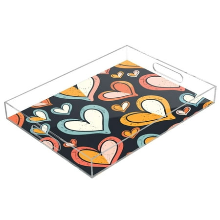 

Acrylic Tray 15.7*11.8*1.9 Inch Transparent Tray Food Tray Tea Cup Tray Serving Trays Cosmetics Storage Kitchen Table Bathroom Sundry Storage Color Big Love Seamless