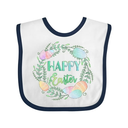 

Inktastic Happy Easter Wreath with Pastel Eggs and Leaves Gift Baby Boy or Baby Girl Bib