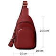 thumbnail image 2 of Dinheiro Mini bolso para cadáveres versátil, bolso de pecho de gran capacidad de PU simple para mujer Rojo vino, 2 of 5