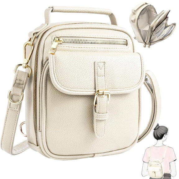 Anti Theft Crossbody Bags For Women With 2 Straps, Small Messenger Bag With Anti Theft Zipper Pocket Vintage Shoulder Bag
