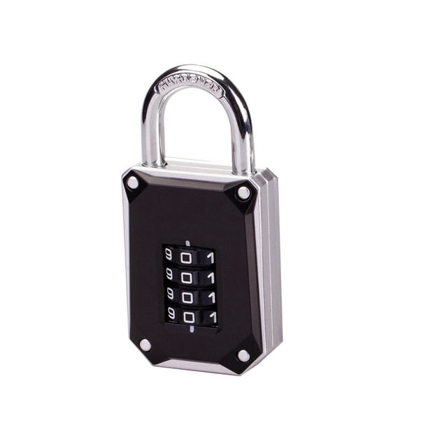 Candado para gimnasio: candado con combinación exterior negra de acero inoxidable endurecido de 4 dí