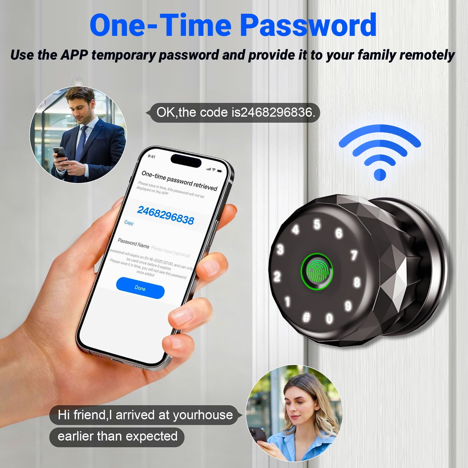 Door Knob,Blacksmith Smart Door Knob With 4 Ways Quick Unlock,Fingerprint Door Lock,Smart Door Lock for Home, Apartment, Office,Bronze