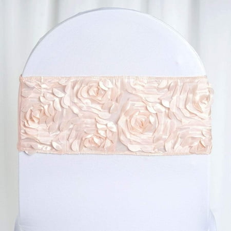 

5 pcs Blush Satin Rosettes on Streachable Spandex Banquet Chair Sashes