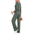 thumbnail image 3 of MOYIKO Two Piece Lounge Sets for Women Casual Lace Pajamas Set Wide Leg Pants Winter Matching 2 Piece Outfits Trendy Clothes, 3 of 7