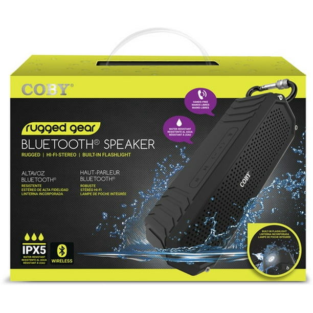 Coby CSBT322BLK WaterResistant Portable Bluetooth Speaker