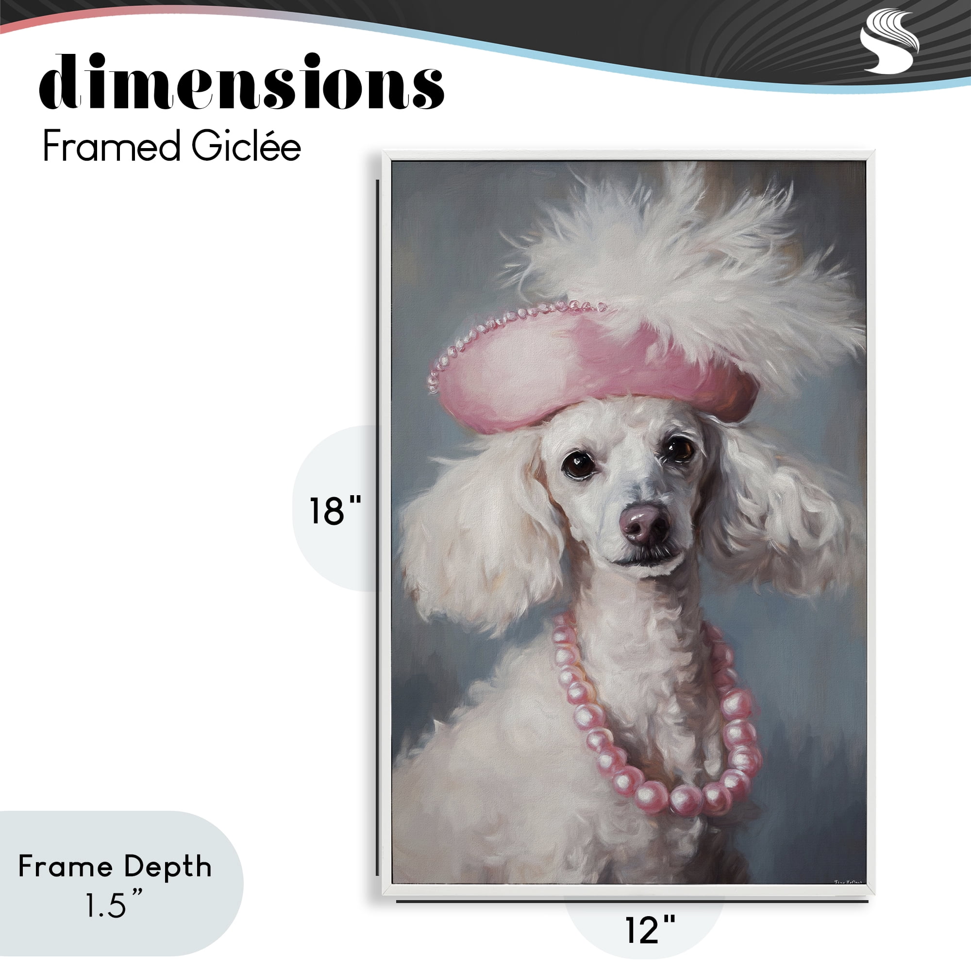 Stupell Industries Beautiful Collette Pup White Framed Giclee Art, design by Tina LeCour