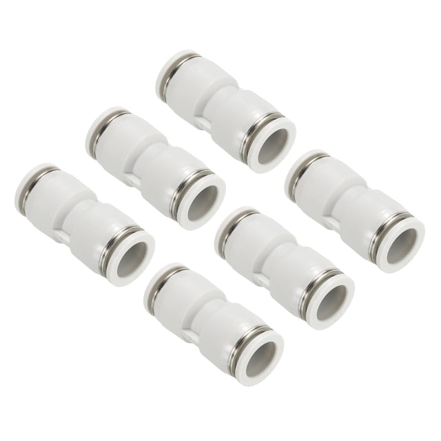 Unique Bargains Raccords à Pousser, Lot de 6 Raccords Tubes Droits, Blanc, 1/2 Pouce Od
