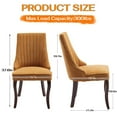 thumbnail image 5 of GAKMCIL Linen Dining Chairs (Set of 2), Channel Tufted Kitchen Dinner Chair Comfy Fabric Upholstered Accent Chair for Dining Room with Solid Wood Legs, Weight Capacity:300lb (Gold), 5 of 8
