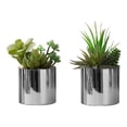 thumbnail image 2 of Artificial Plant - 7" Tall - Succulent - Indoor - Set Of 2 - Green - Chrome Pots, 2 of 3