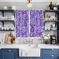 thumbnail image 2 of Vintage Purple Kitchen Curtains Window Panels, Retro Botanical Abstract Art Insulated Window Treatment Curtain, Grommet Curtains for Bedroom/Living Room/Bathroom, 2 Piece 52"Wx84"L, 2 of 8