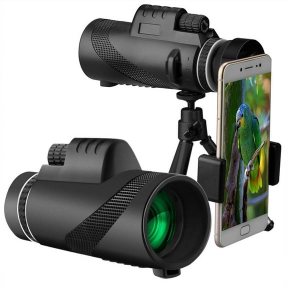 SPOORYYO 40X60 HD Monocular Telescope with Tripod and Universal Phone Clip, High Resolution, Low Light Night Vision for Bird Watching, Hunting, Concerts, Sightseeing
