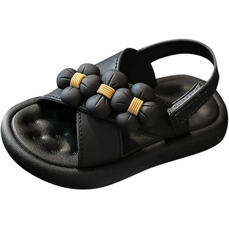 Baby Girls Sandals Soft Sole Open Toe Sandals Hook Loop Flower Shoes Summer Beach for Toddler/Little Kid/Big Kid