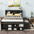 thumbnail image 4 of Harper & Bright Designs Full Size Platform Bed with Bookcase Headboard, Wood Platform Bed with Drawers and Bed End Storage Case, Espresso, 4 of 11