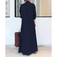 thumbnail image 3 of sicmoss Women's Blue Long Sleeve Button Up Maxi Shirt Dress Loose Fit with Pockets, 3 of 7