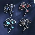 thumbnail image 5 of Rhinestone Ginkgo Leaf Brooch Pin for Women Men Black Plated Elegant Teardrop Crystal Birthstone Leaves Brooches Lapel Pins Vintage Halloween Fall Holiday Dress Accessories Jewelry Gift, 5 of 12