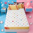 thumbnail image 4 of meiyoeat Abstract Ice Cream Baseball Zipper Full Size Comforter Sets with Fitted Sheet and 2 Pillowcases For Boys,Kids Ball Games Theme Zipper Bedding Set,Polkadot Reversible,4-Piece, 4 of 7