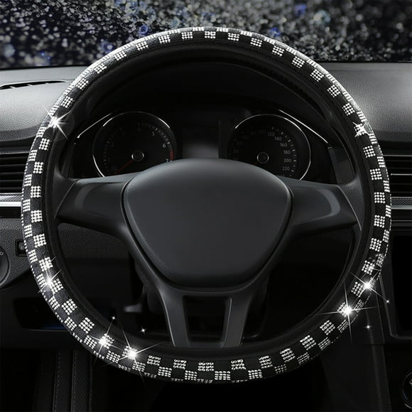 EGNMCR Car Accessories Summer Steering Wheel Cover, Rhinestone Steering Wheel Cover With Crystal Diamond For Women, Sparkling Car Wheel Protector Universal Fit 14-15 Inches Steering Wheel Covers
