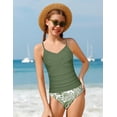thumbnail image 3 of Traje de baño Aulyffo Teen Tankini para niñas de 13 a 14 años, color verde, 3 of 9