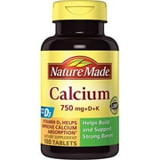 Nature Made Calcium (Carbonate) 750 mg w. Vitamin D3 500 IU & Vitamin K 40 mcg Tablets 100 Ct