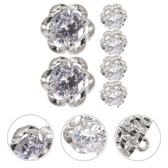 DINHEAROM 6Pcs Sewing Buttons for Women Clothes with Fancy Rhinestone Decorations