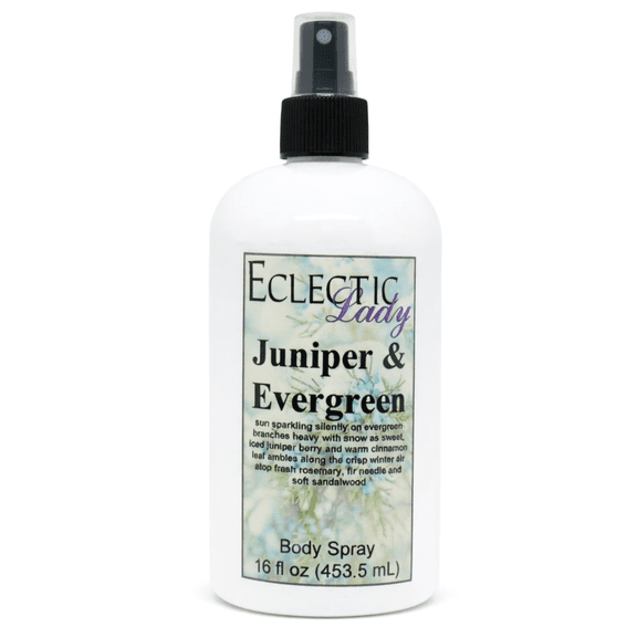 Juniper and Evergreen Body Spray, Eclectic Lady, Hydrating Mist, Unisex, 16 oz