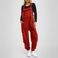 thumbnail image 2 of CAIXIA Fleece Overalls Women 2047 Warm Winter Casual Loose Jumpsuits Sherpa Bib Overalls Fuzzy Ski Pants with Pockets,Red, 2 of 7