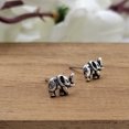 thumbnail image 3 of Oxidised Silver Elephant Stud Earrings Cute Animal Studs Elephant Stud Safari Theme Jewelry Minimalist Handmade Studs with Pushback, 3 of 6