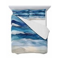 thumbnail image 7 of Quilts Twin-XL Size Bedding Set, Navy Blue Coastal Beach Lightweight Quilted Comforter, Summer Nautical Ocean Ombre Art Soft Reversible Bedspread Coverlet with Pillow Covers for All Season, 68" x 98", 7 of 7