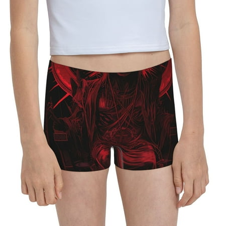 Pofeuu Red Gothic Skeleton Throne Print Soft Cotton Girls Boyshort panties Toddler Underwear-Small