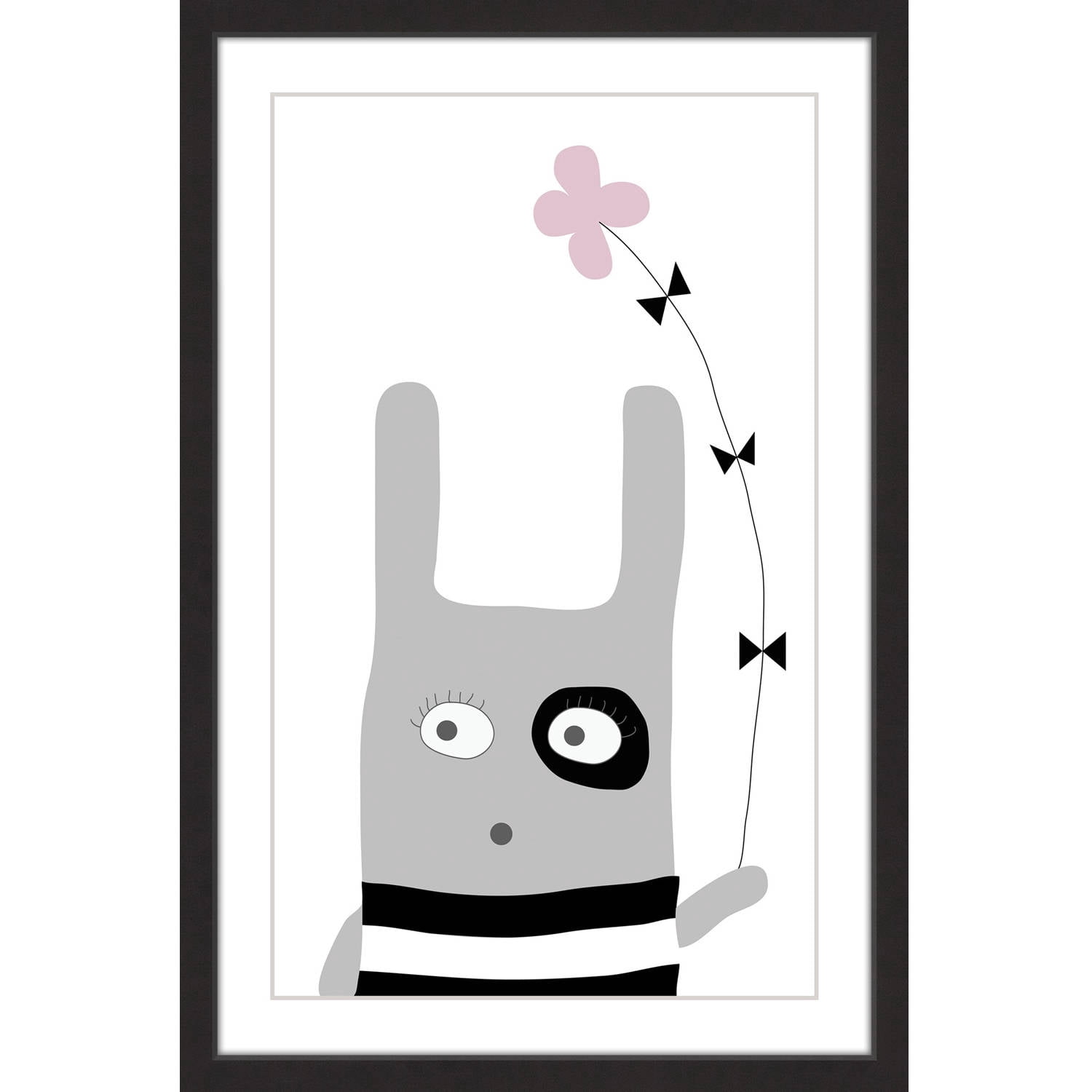 Marmont Hill "Bunny Flower Pink" by Katarina Snygg Framed Painting Print