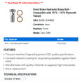 thumbnail image 2 of Front Brake Hydraulic Banjo Bolt - Compatible with 1973 - 1976 Plymouth Valiant 1974 1975, 2 of 2