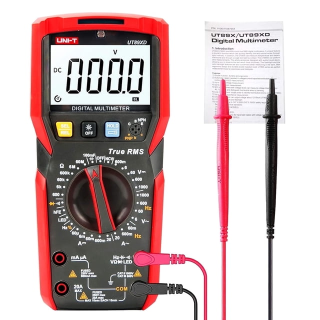 UNI-T UT89XD Digital Multimeter, True RMS, 6000 Counts, Capacitance and Resistance Tester