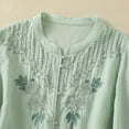 thumbnail image 4 of Womens Summer Gauze Tops Vintage Floral Embroidered 3/4 Sleeve Top Loose Fit Boho Dressy Casual Blouses Trendy, 4 of 7