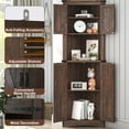 thumbnail image 5 of ChVans Farmhouse 68" Tall Corner Cabinet w/4 Barn Doors, 5 Tier Bookcase Storage Cabinet with Adjustable Shelves, Corner Storage Cabinet for Bathroom,Living Room,Kitchen, Brown, 5 of 10
