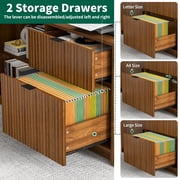 Electric L Shaped Standing Desk, 59 Mid Century Adjustable Height Desk with Drawer & 2 Cabinets