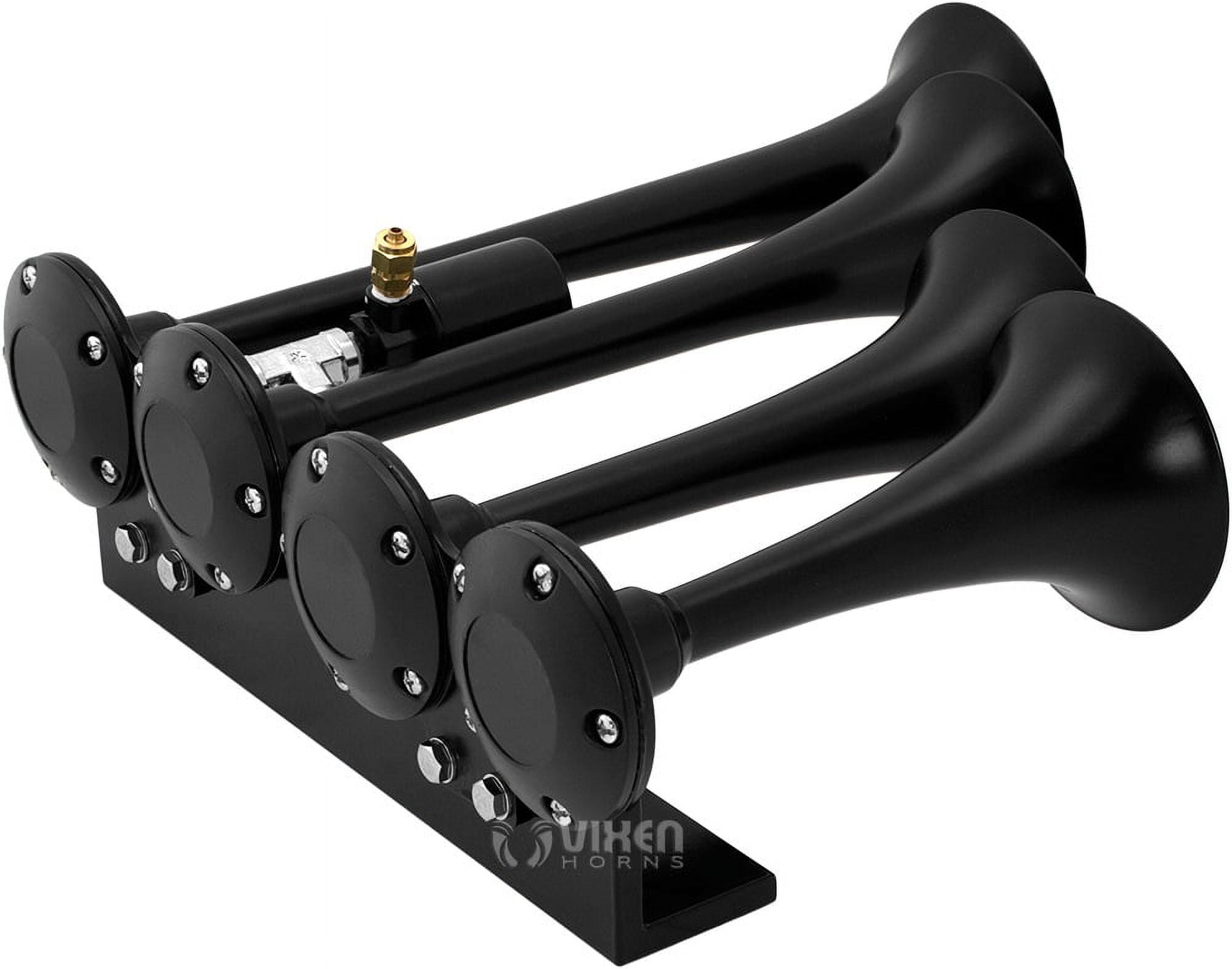 Vixen Horns Train Horn Kit for Trucks/Car/Semi. Complete Onboard System- 200psi Air Compressor, 2.5 Gallon Tank, 4 Trumpets. Super Loud dB. Fits Vehicles like Pickup/Jeep/RV/SUV 12v VXO8325/4124B