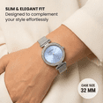 thumbnail image 3 of Ellen Tracy Women’s Silver Mesh Bracelet Watch – Round  Sky Blue Sunray Dial, Crystal Bezel, Quartz Dress Fashion Watch for Women, 3 of 7