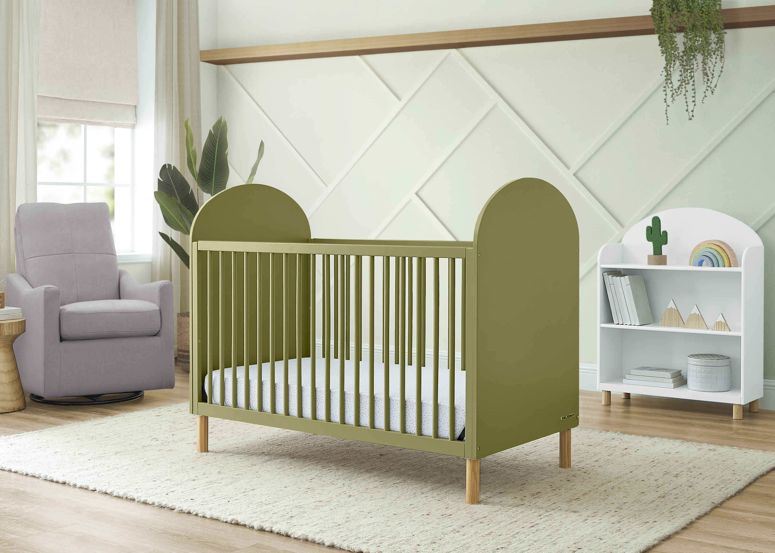 Delta Children Reese 4-in-1 Convertible Crib - Greenguard Gold Certified, Olive Green/Natural - image 4 of 17