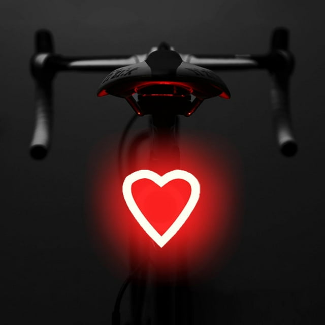 Bike Tail Light, Heart Shaped Rechargeable LED Bicycle Light for Night Riding, 5 Mode Safety Light for Girls, Women & Kids Cycling