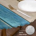 thumbnail image 4 of Round Table Cover 45-54 Inch Teal Brown Blue Wooden Waterproof Reusable Table Cloth Round Fitted Vinyl Tablecloth with Elastic Edged for Parties Outdoors, Farmhouse Vertical Striped Art, 4 of 9